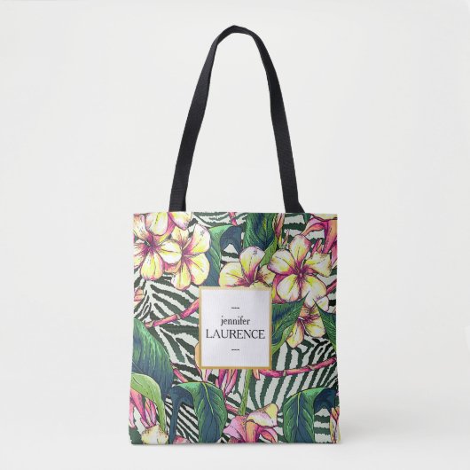 Hawaiischer mutiger Plumeria-mit Tasche (Vorderseite)