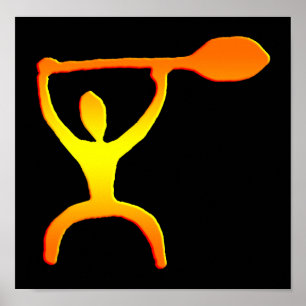Hawaiischer Paddel-Mann-Petroglyphe-Druck Poster