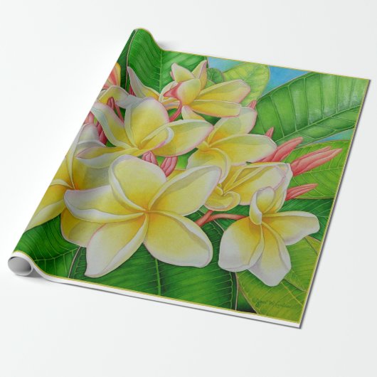 Hawaiischer Plumeria Geschenkpapier (Ungerollt)