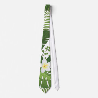 Hawaiischer Plumeria-tropischer Palmblatt-Sommer Krawatte