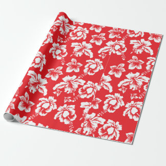 Hawaiischer roter Hibiskus-Blumendruck Geschenkpapier