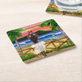 Hawaiischer Sonnenuntergang Hula Tänzer Rechteckiger Pappuntersetzer (angewinkelt)