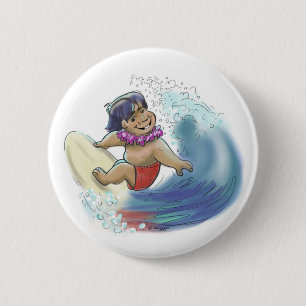 Hawaiischer Surfer Button