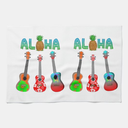 Hawaiischer Ukulele Aloha Hawaii Geschirrtuch (Horizontal)