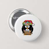 Hawaiischer WeihnachtsPinguin Button (Vorne & Hinten)