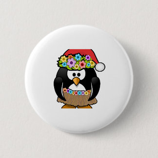 Hawaiischer WeihnachtsPinguin Button