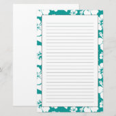 Hawaiisches Hibiskus-Blumen-Muster Briefpapier (Vorne/Hinten)