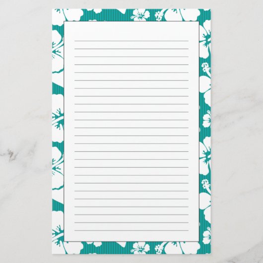 Hawaiisches Hibiskus-Blumen-Muster Briefpapier (Vorderseite)