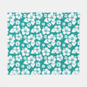 Hawaiisches Hibiskus-Blumen-Muster Fleecedecke (Vorderseite (Horizontal))