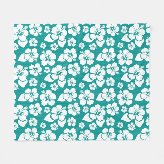 Hawaiisches Hibiskus-Blumen-Muster Fleecedecke (Vorderseite (Horizontal))