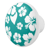 Hawaiisches Hibiskus-Blumen-Muster Keramikknauf (Rechts)