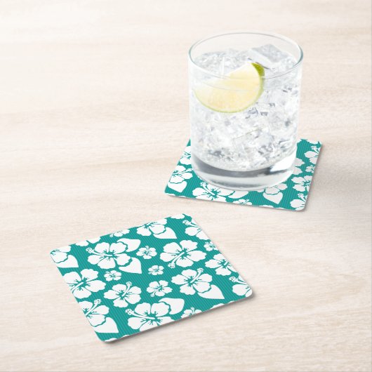 Hawaiisches Hibiskus-Blumen-Muster Rechteckiger Pappuntersetzer (Vor Ort)