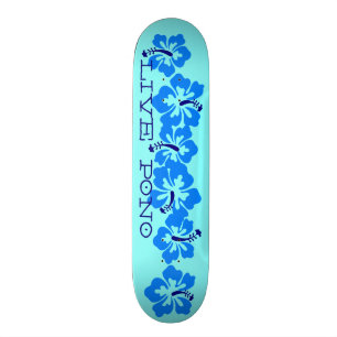 Hawaiisches Hibiskus "LivePono" Retro krasses Skateboard