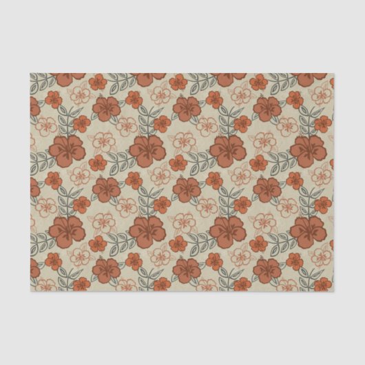 Hawaiisches Hibiskus-Muster Browns Seidenpapier (Vorderseite)