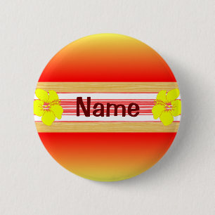 Hawaiisches Hibiskus-Rot-Surfbrett Button