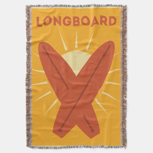 Hawaiisches Longboard Surfbrett Vintages Retro Decke (Vorderseite Vertikal)