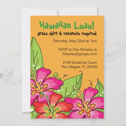 Hawaiisches Luau! Einladungen (Vorderseite)
