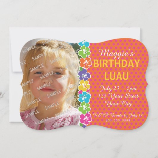 Hawaiisches Luau Party Einladung (Vorderseite)