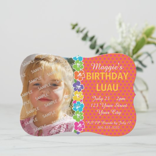 Hawaiisches Luau Party Einladung (Stehend Vorderseite)