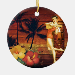 hawaiisches Mädchen des tropischen Keramik Ornament