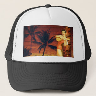 hawaiisches Mädchen des tropischen Truckerkappe