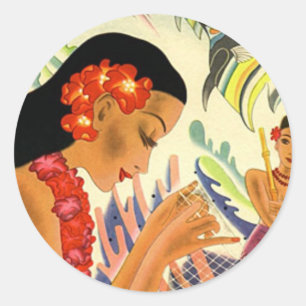 Hawaiisches Mädchen Runder Aufkleber