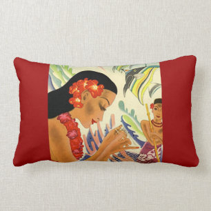 Hawaiisches Mädchen-Vintages Plakat Lendenkissen