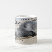 Hawaiisches Mönch-Siegel, das auf dem Strand Kaffeetasse (Mittel)