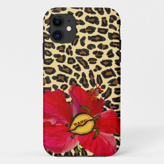 Hawaiisches Oahu Honu und goldener Leopard-Druck Case-Mate iPhone Hülle (Rückseite)