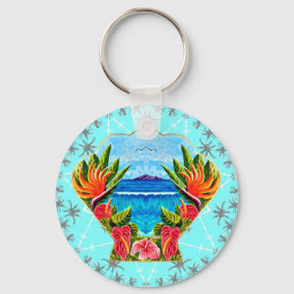 Hawaiisches Paradies zweimal (blau) Schlüsselanhänger