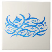 Hawaiisches Petroglyphe Kanu an der Fliese (Vorderseite)