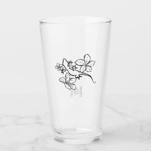 Hawaiisches Plumeria Gecko Wasserglas Glas