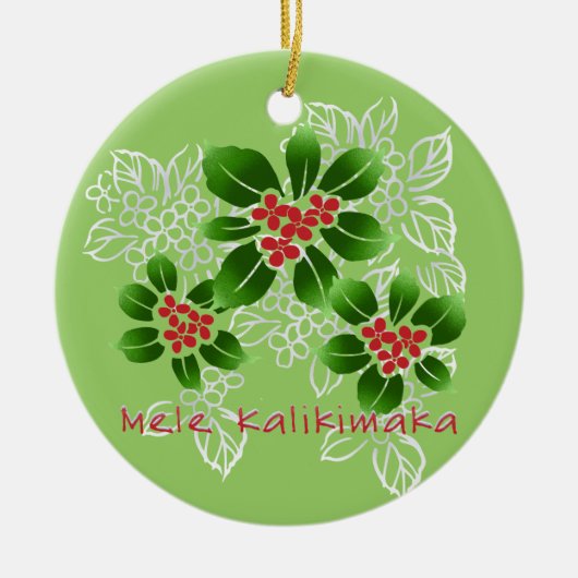 Hawaiisches Stechpalme Mele Kalikimaka Keramikornament (Vorne)