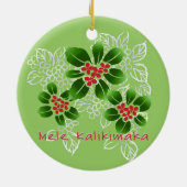 Hawaiisches Stechpalme Mele Kalikimaka Keramikornament (Hinten)