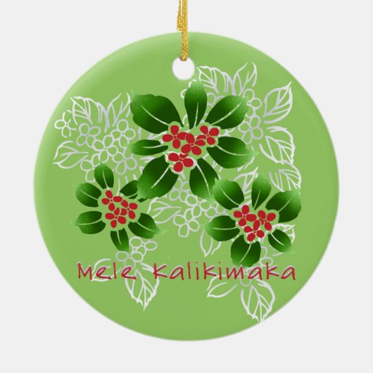Hawaiisches Stechpalme Mele Kalikimaka Keramikornament (Hinten)