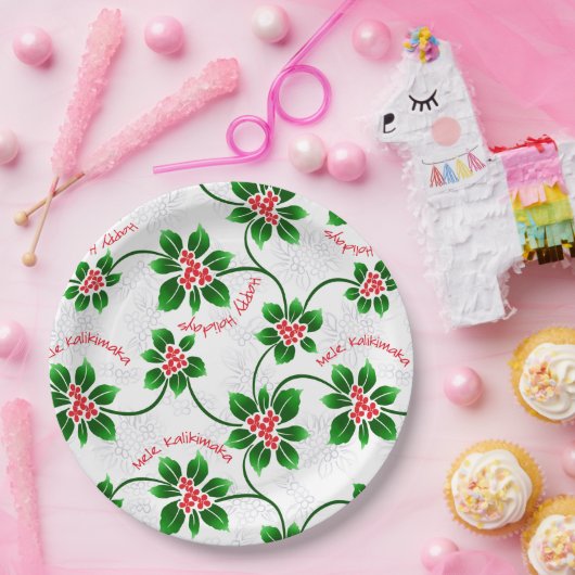 Hawaiisches Stechpalme Mele Kalikimaka Pappteller (Party)