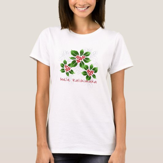 Hawaiisches Stechpalme Mele Kalikimaka T-Shirt (Vorderseite)