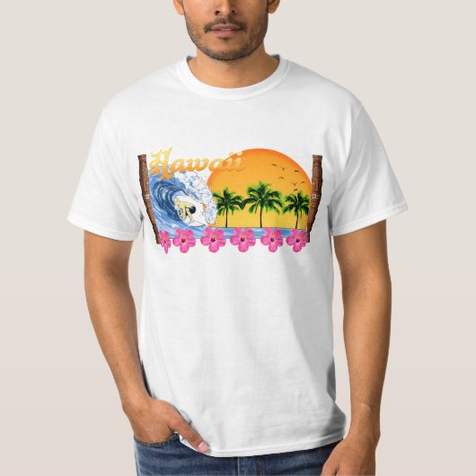 Hawaiisches Surfen T-Shirt (Vorderseite)