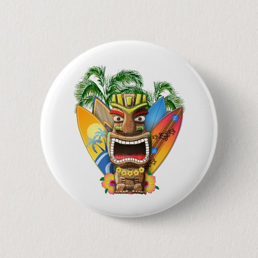 Hawaiisches surfendes Tiki Button (Vorderseite)