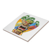 Hawaiisches surfendes Tiki Fliese (Seite)