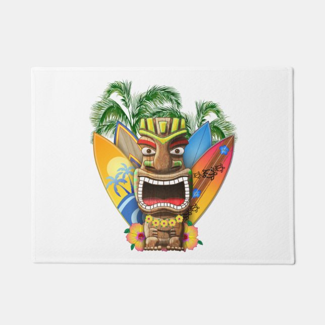 Hawaiisches surfendes Tiki Fußmatte (Vorderseite)