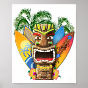Hawaiisches surfendes Tiki Poster