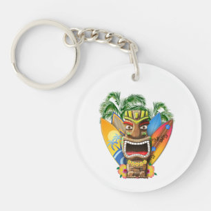 Hawaiisches surfendes Tiki Schlüsselanhänger
