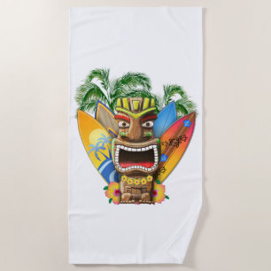 Hawaiisches surfendes Tiki Strandtuch