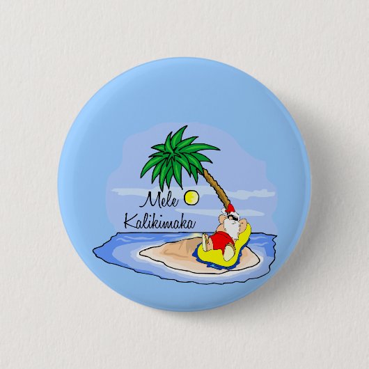Hawaiisches T-Stück 5 Sun-Badens Sankt Weihnachts Button (Vorderseite)