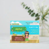 Hawaiisches Themed Hula Mädchen Luau Einladung (Stehend Vorderseite)