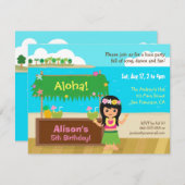 Hawaiisches Themed Hula Mädchen Luau Einladung (Vorne/Hinten)