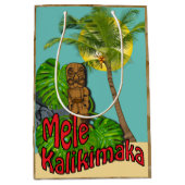 Hawaiisches Tiki Mele Kalikimaka Mittlere Geschenktüte (Vorderseite)