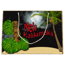 Hawaiisches Tiki Mele Kalikimaka Weihnachten groß Große Geschenktüte