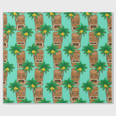 Hawaiisches Tiki Wiederholungs-Muster Geschenkpapier (Flach)